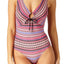 Anne Cole Orange/Pink/Multi Stevie Striped Cut-Out One-Piece Swimsuit