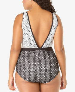 Anne Cole Plus In First Lace Dot-print One-piece Swimsuit Black And White thumbnail 2