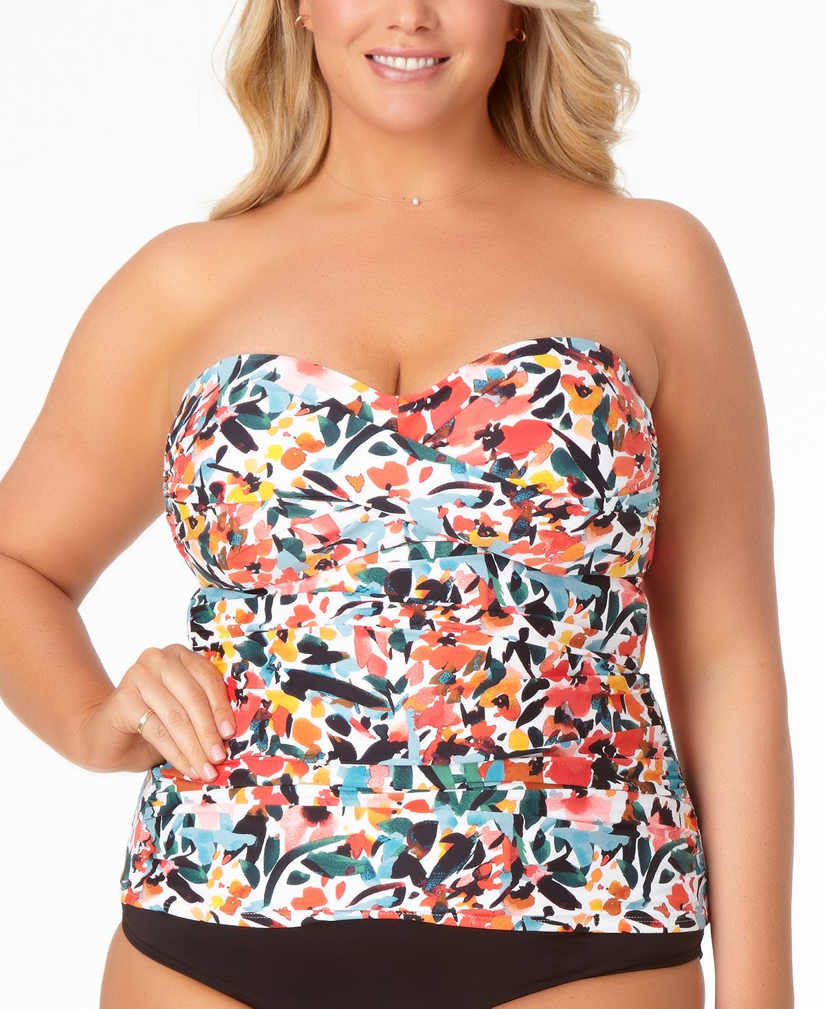 Anne Cole Plus Sunset Floral Tankini Top Sunset Floral