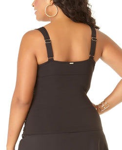 Anne Cole Plus Twist-front Underwire Tankini Top Black Noire thumbnail 2