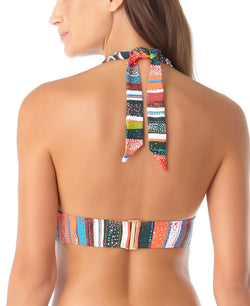 Anne Cole Sand Stripe Marilyn Printed Halter-neck Bikini Top Multi thumbnail 2
