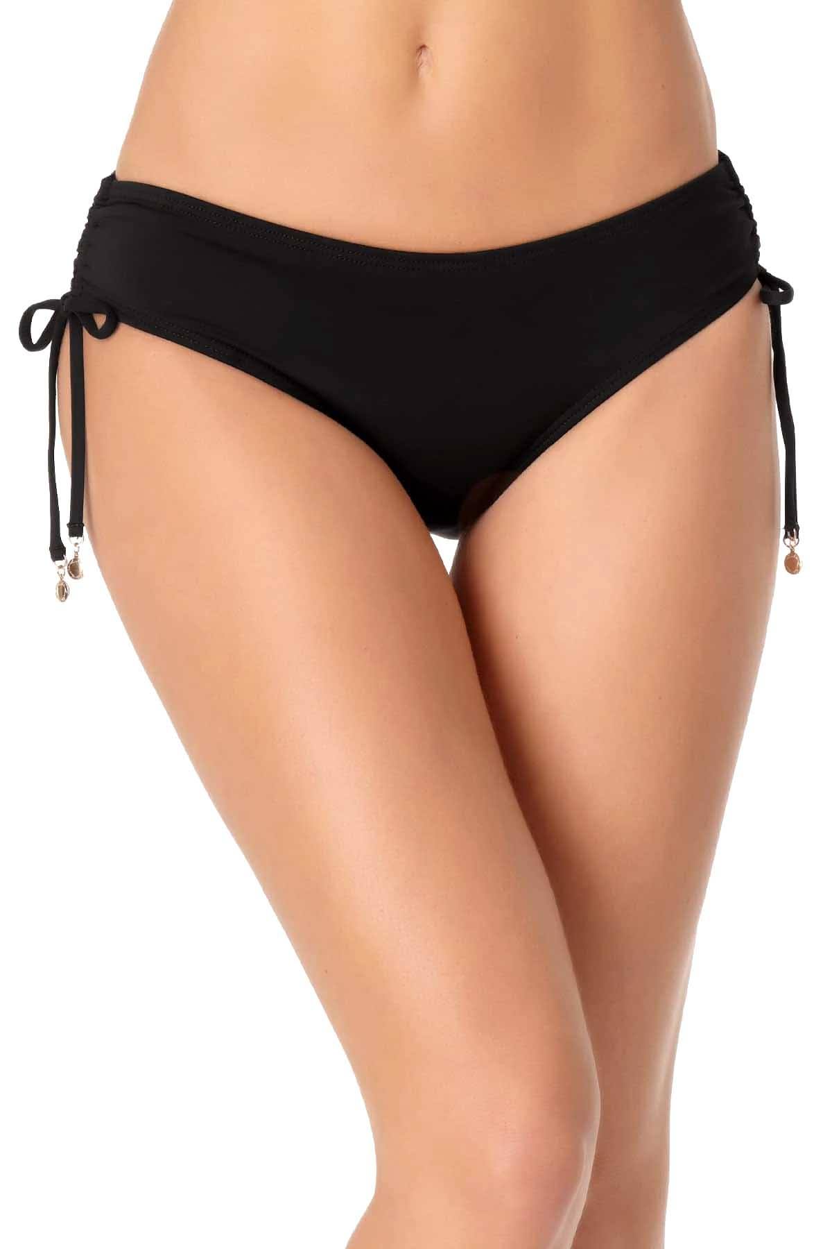 Anne Cole Side Tie Swim Brief Bottom in Black