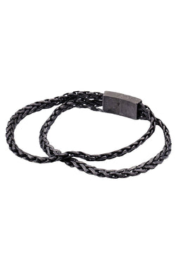 Antiqued Black Stainless Steel Double Chain Bracelet thumbnail 3