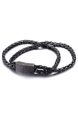 Antiqued Black Stainless Steel Double Chain Bracelet thumbnail 2
