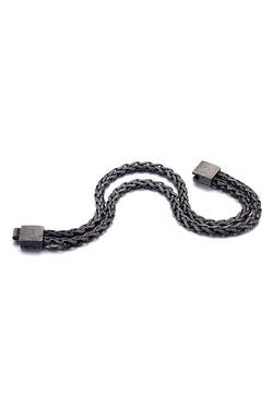 Antiqued Black Stainless Steel Double Chain Bracelet thumbnail 4