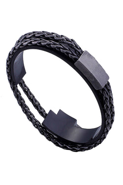 Antiqued Black Stainless Steel Double Chain Bracelet thumbnail 1