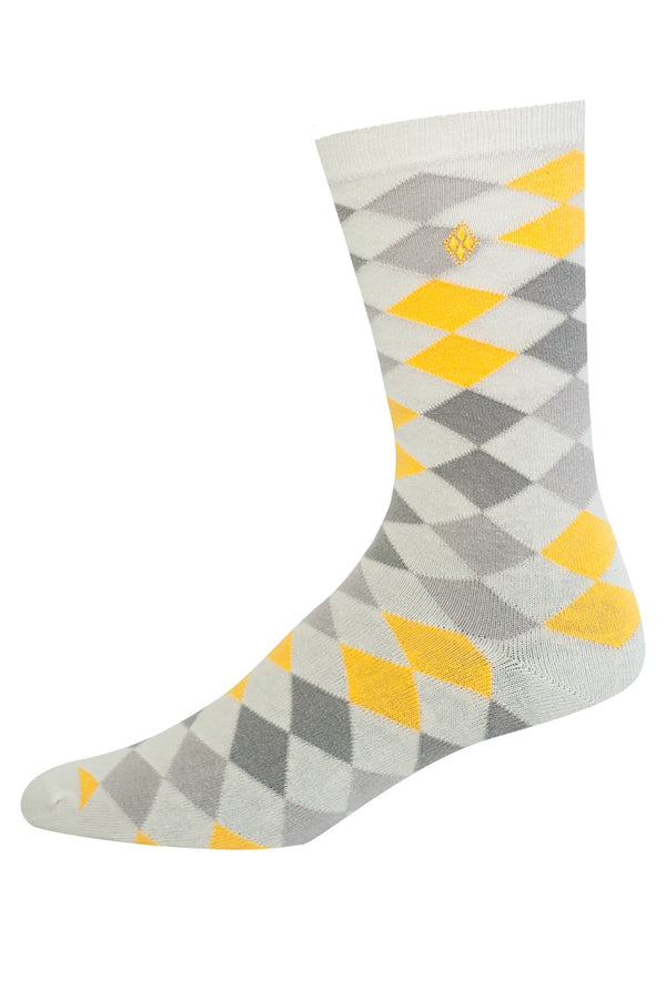 Argoz Grey/White/Yellow Spark Crew Sock