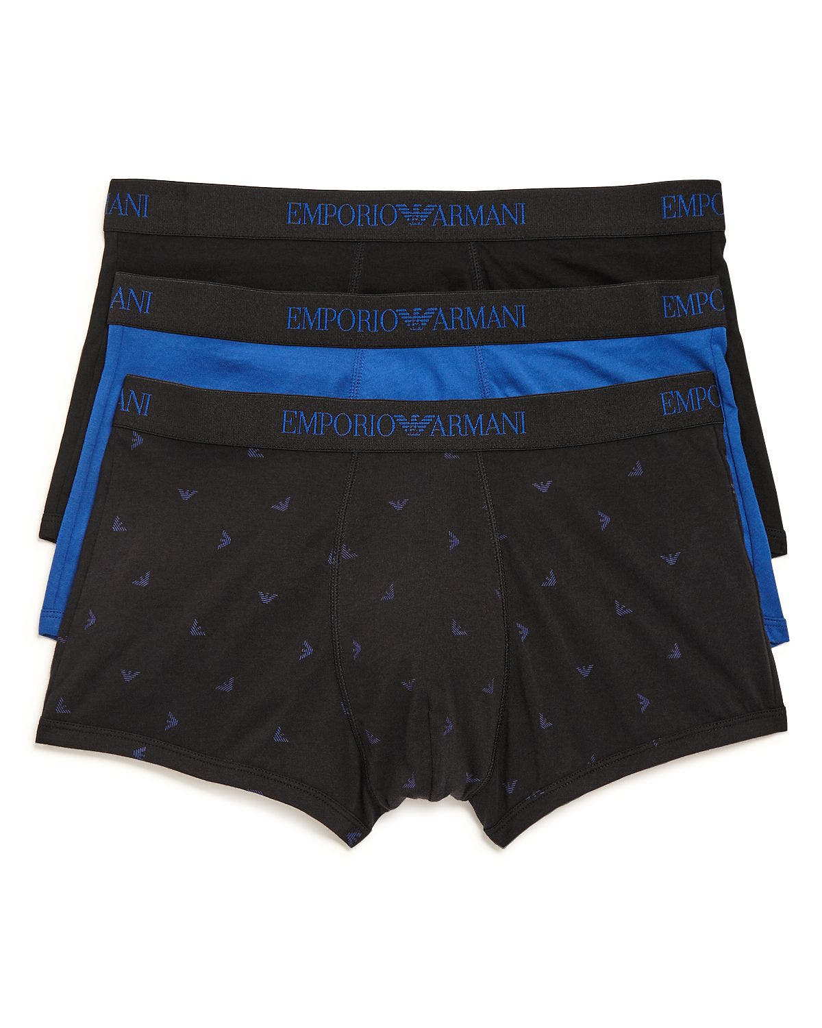 Armani Cotton Trunks Pack Of 3 Black/Blue