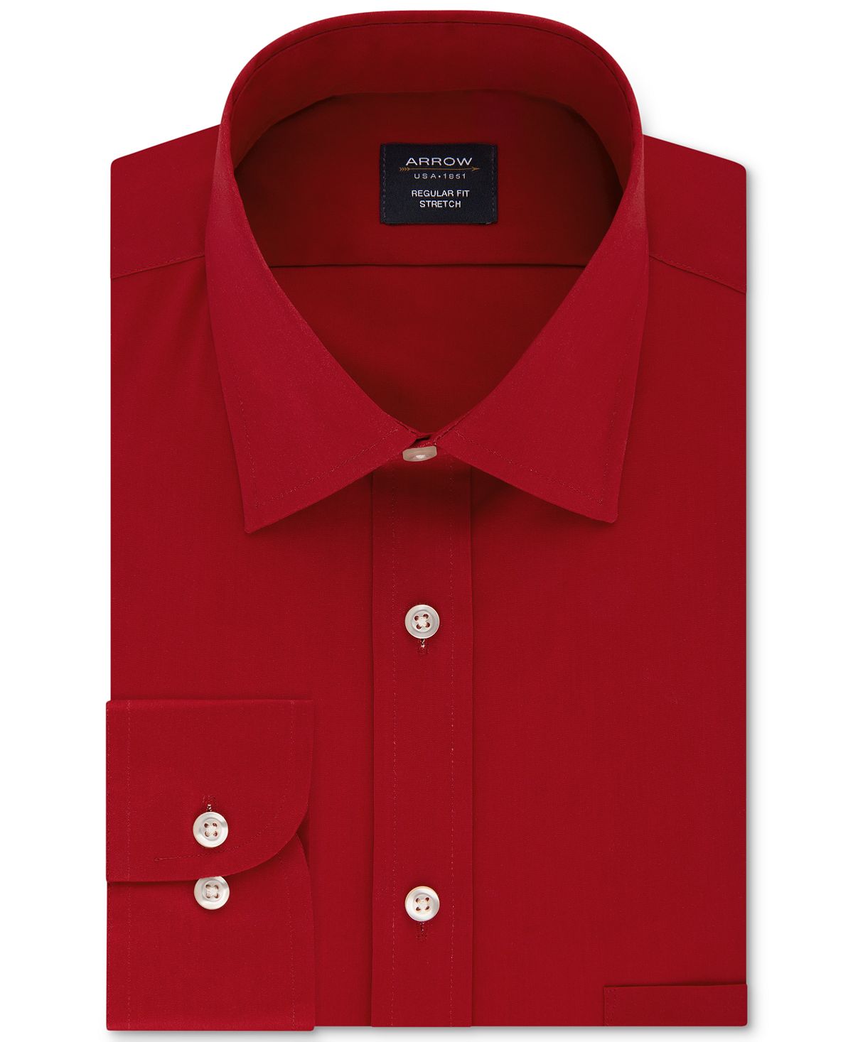 Arrow Classic/regular-fit Non-iron Performance Stretch Solid Dress Shirt Red