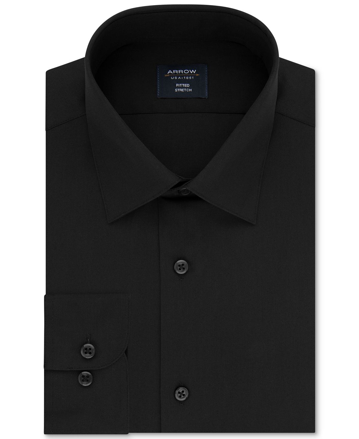 Arrow Fitted Non-iron Performance Stretch Solid Dress Shirt Deep Black