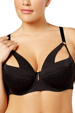 Ashley Graham PLUS Black Diva Underwire Demi Bra thumbnail 1