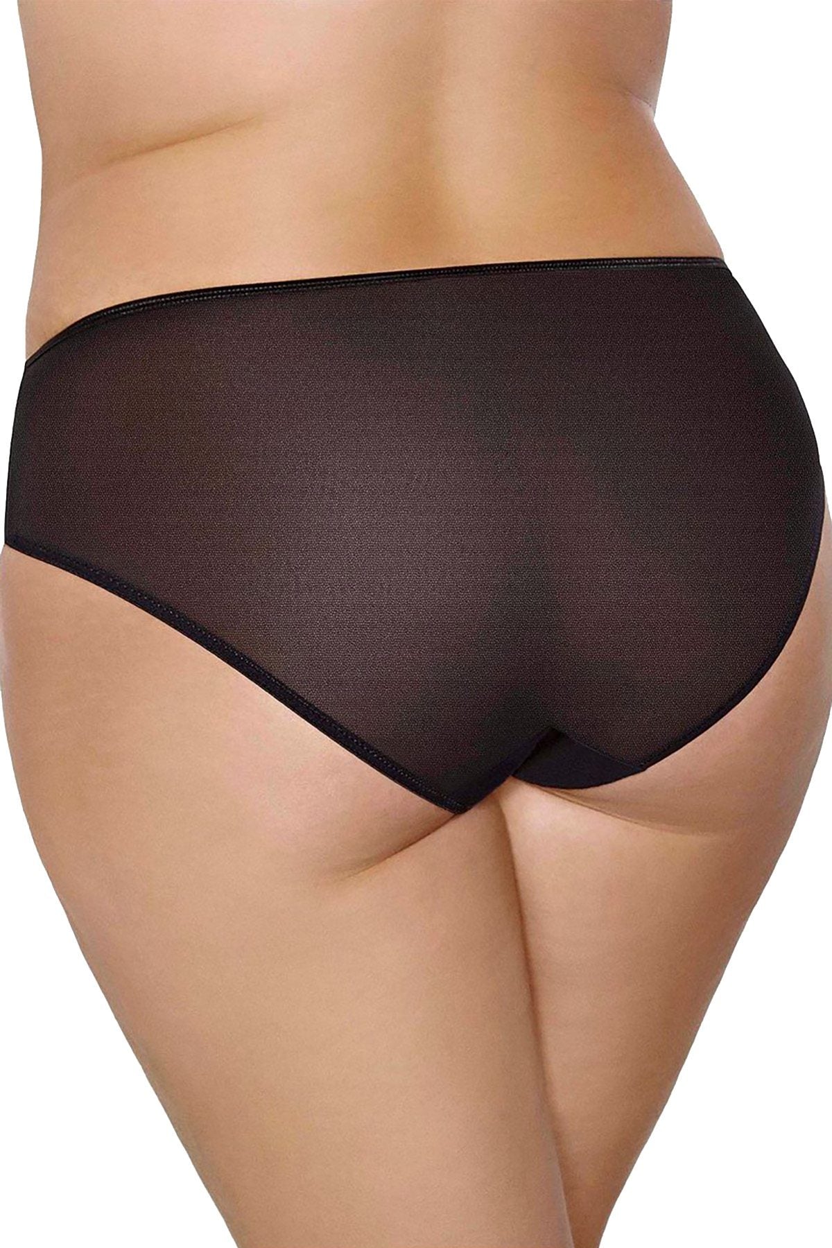 Ashley Graham PLUS Black Jersey/Lace High-Cut Brief