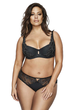 Ashley Graham PLUS Black Jersey/Lace High-Cut Brief thumbnail 4