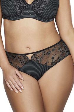 Ashley Graham PLUS Black Jersey/Lace High-Cut Brief thumbnail 1