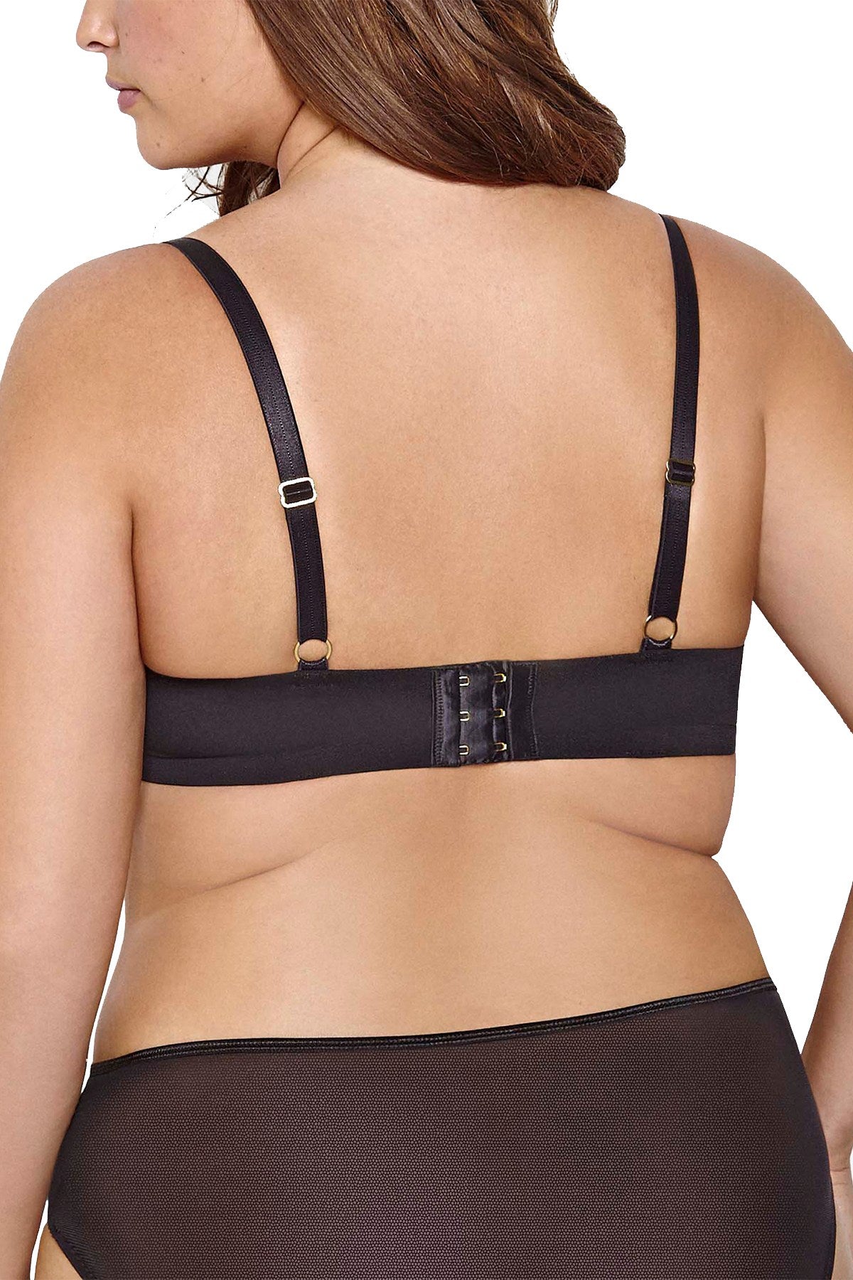 Ashley Graham PLUS Black Lace and Keyhole Diva Demi Bra