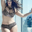 Ashley Graham PLUS Black/Silver-Rain Diva Lace Underwire Demi Bra