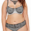 Ashley Graham PLUS Black/Silver-Rain Diva Lace Underwire Demi Bra