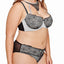 Ashley Graham PLUS Black/Silver-Rain Diva Lace Underwire Demi Bra