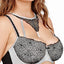 Ashley Graham PLUS Black/Silver-Rain Diva Lace Underwire Demi Bra