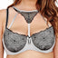 Ashley Graham PLUS Black/Silver-Rain Diva Lace Underwire Demi Bra