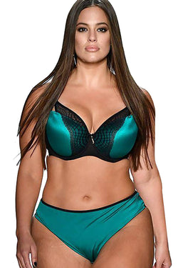 Ashley Graham PLUS Green With Envy Showstopper Underwire Balconette Bra thumbnail 2