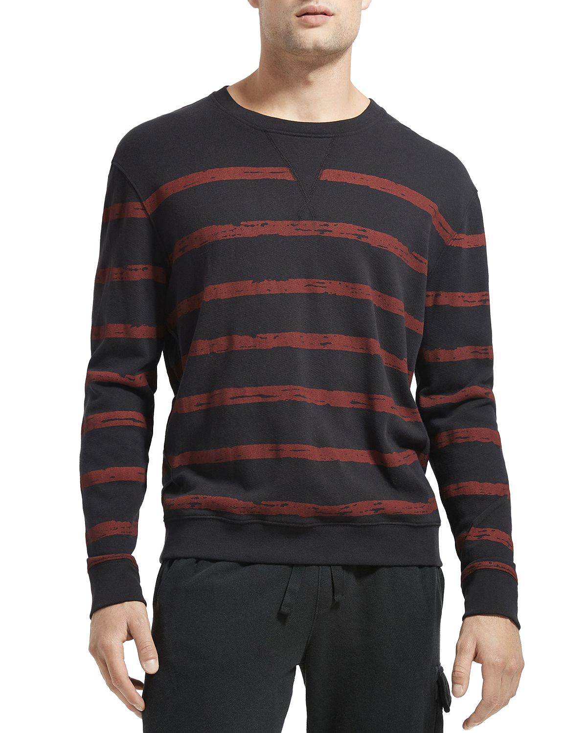 Atm Anthony Thomas Melillo French Terry Broken-stripe Sweatshirt Black/Red
