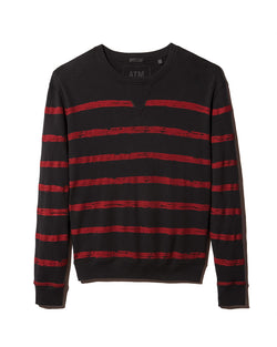 Atm Anthony Thomas Melillo French Terry Broken-stripe Sweatshirt Black/Red thumbnail 4
