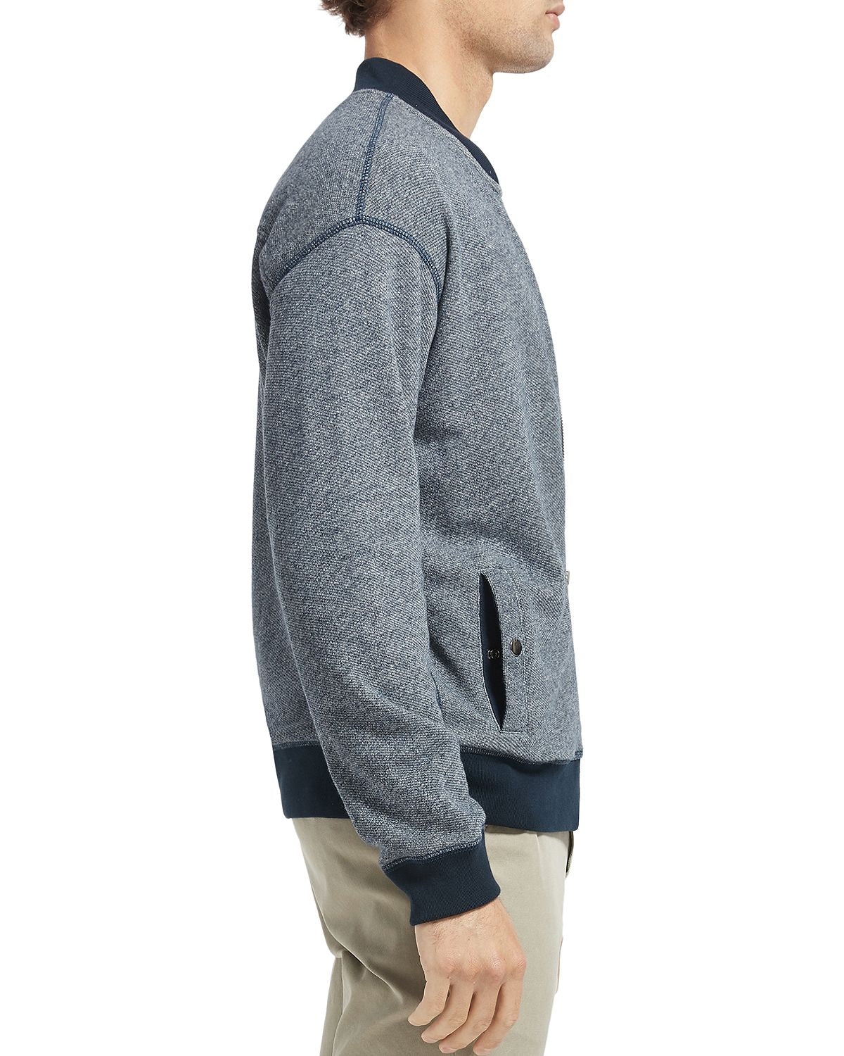 Atm Anthony Thomas Melillo French Terry Zip-front Bomber Jacket Blue