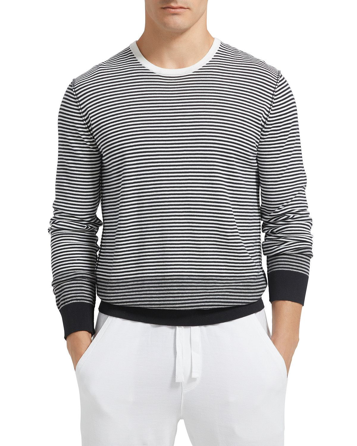 Atm Anthony Thomas Melillo Ombr Striped Sweater Black/White