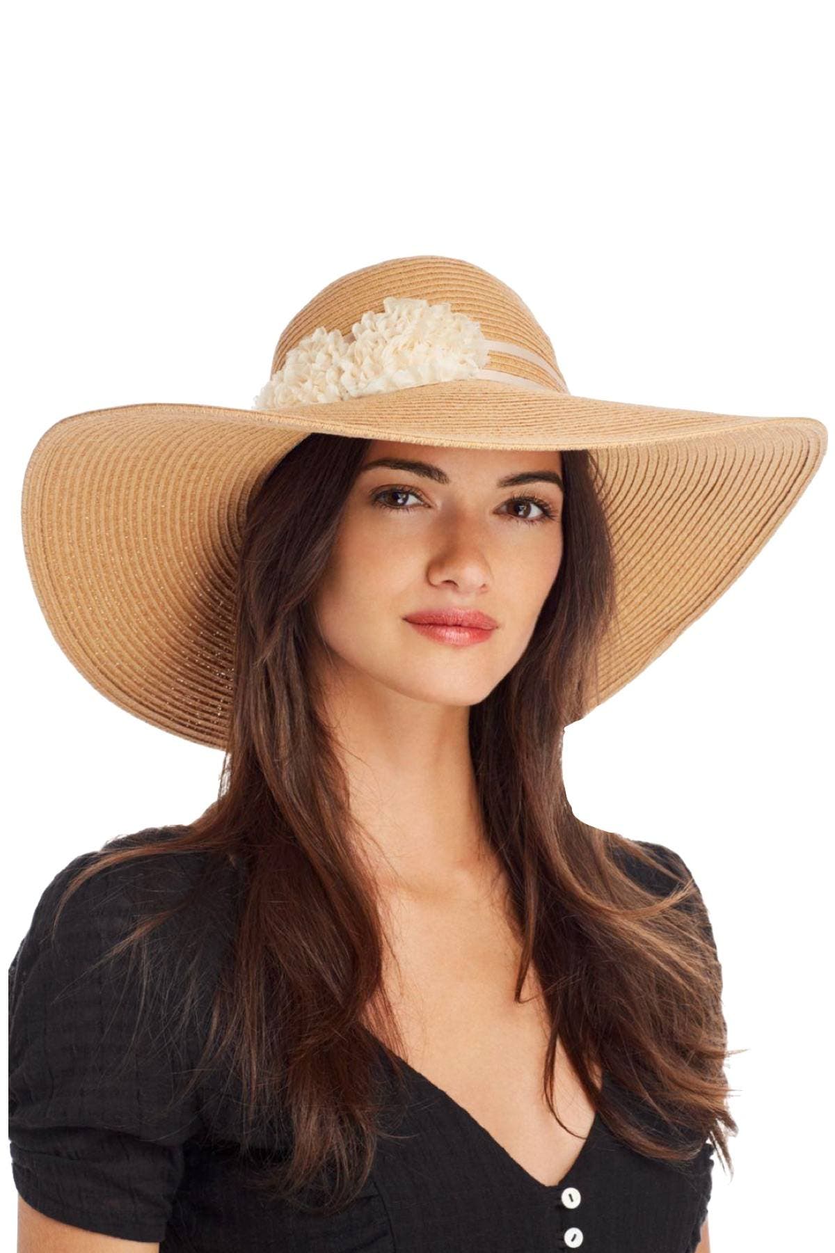 August Hat Co. Natural Floral Trim Floppy Hat