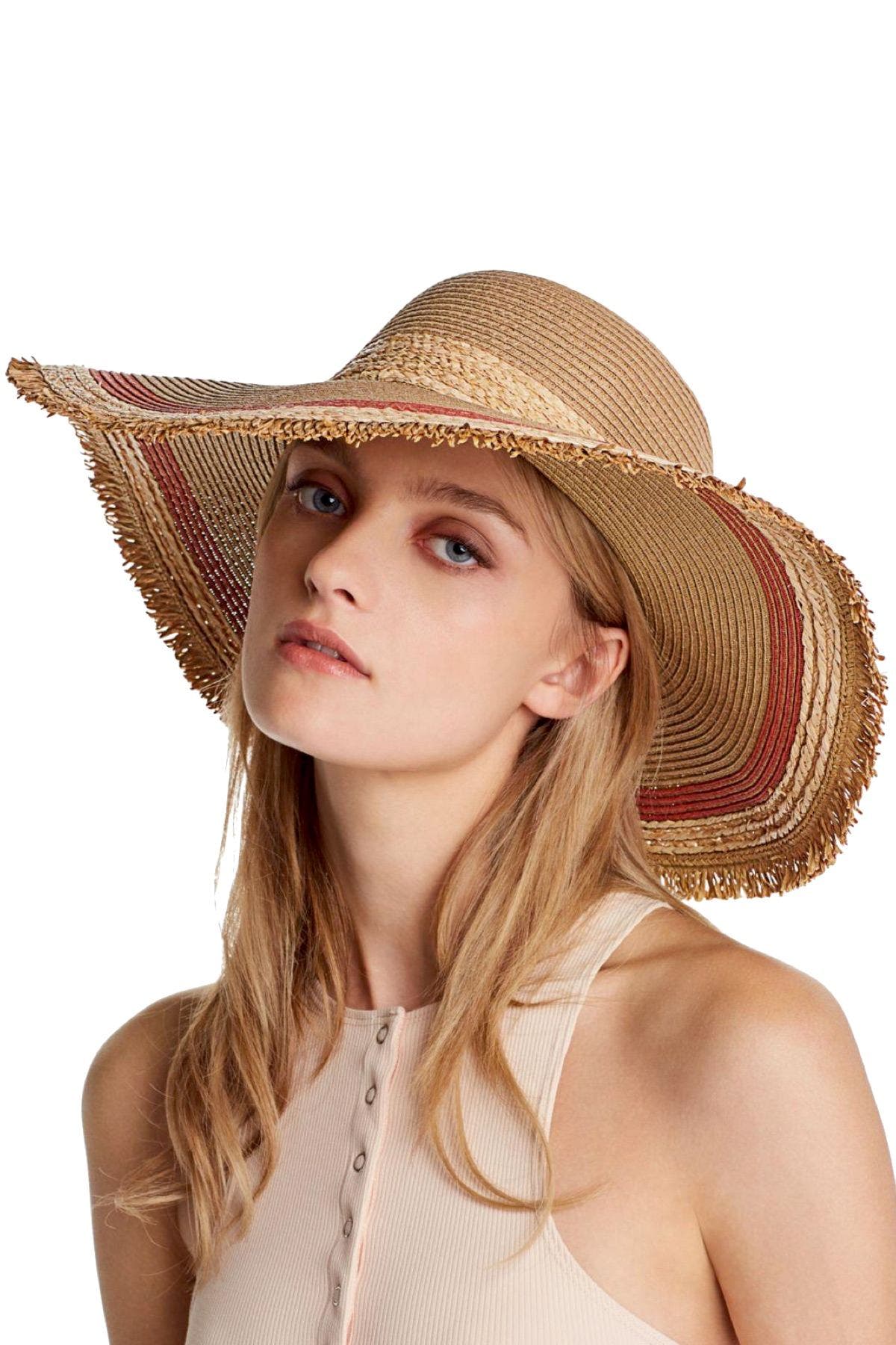 August Hat Co. Spice/Pink Colorblock Detail Floppy Sun Hat