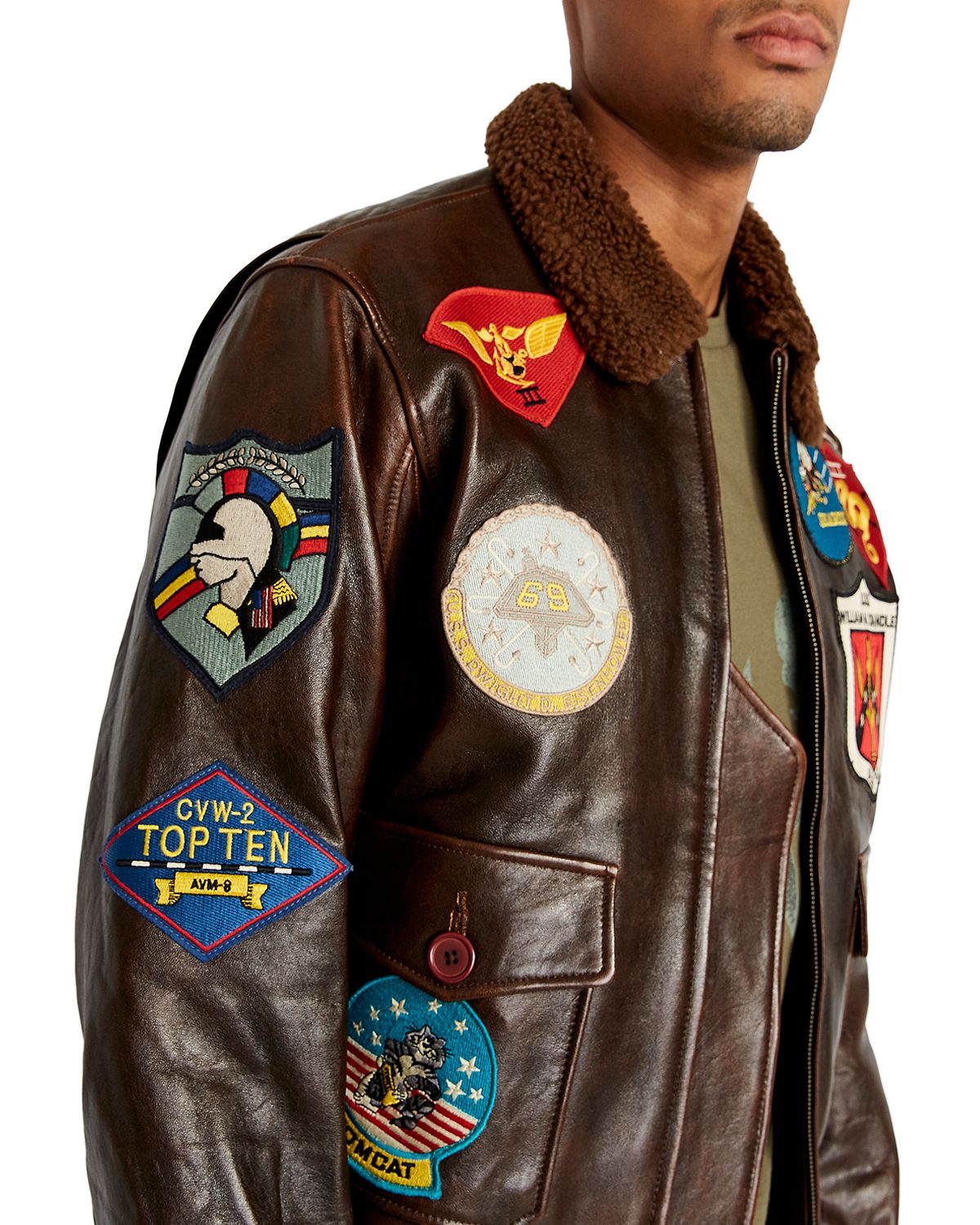Avirex Regular Fit Aviator Jacket 2 Tone Tango