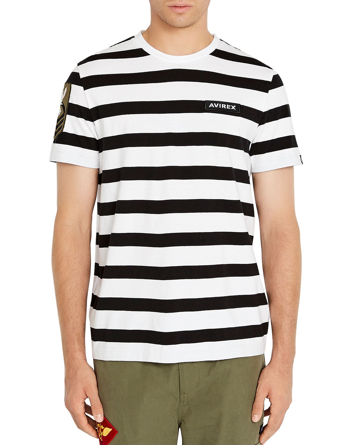 Avirex Striped Logo Tee Jet Black