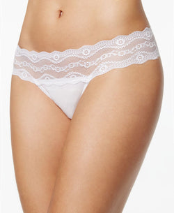 B.tempt'd By Wacoal B.adorable Lace-waistband Thong Underwear 933182 White thumbnail 1