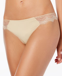 B.tempt'd Wink Worthy Lace-sides Thong Underwear 976221 Au Natural thumbnail 1