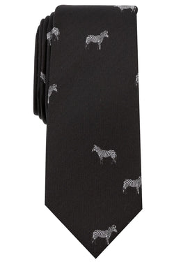 BAR III Black Zebra-Print Slim-Fit Tie thumbnail 1