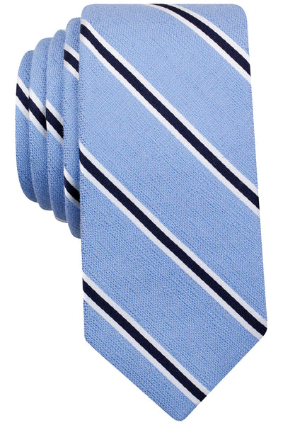 BAR III Blue Eddington Stripe Silk/Cotton Blend Skinny Tie