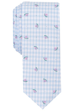 BAR III Blue-Gingham/Watermelon Printed Skinny Tie thumbnail 1