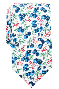 BAR III Blue Hume-Floral Skinny Cotton Tie thumbnail 1