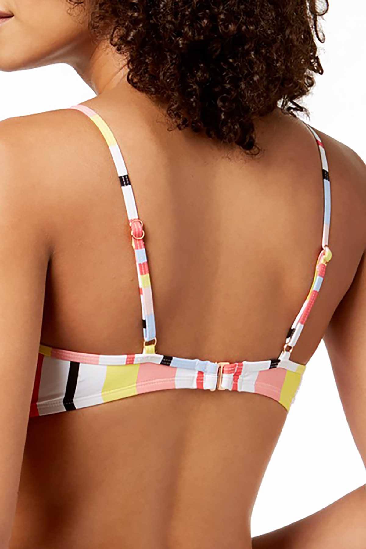 BAR III Bold Stripe Printed Bikini Top