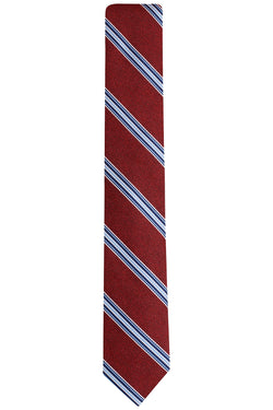 BAR III Burgundy/Blue Corby Striped Skinny Tie thumbnail 2