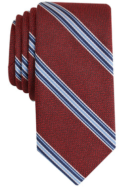 BAR III Burgundy/Blue Corby Striped Skinny Tie thumbnail 1