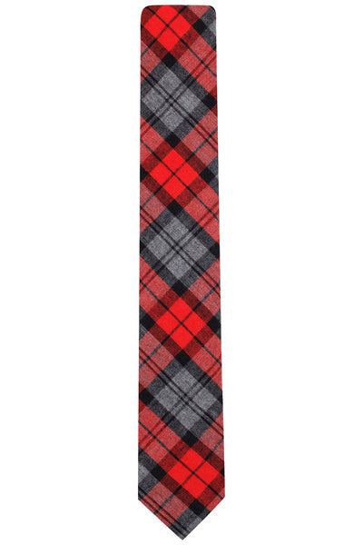 BAR III Charcoal/Red Bernard Plaid Print Skinny Tie