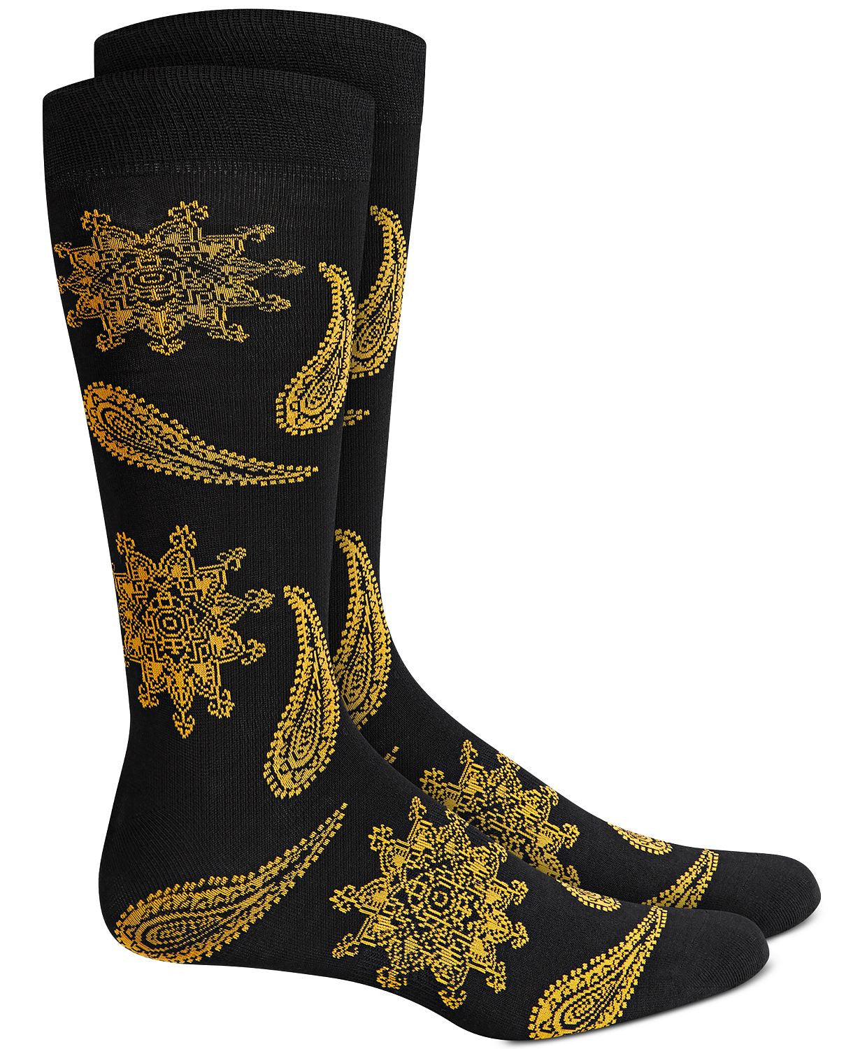 BAR III Floral Paisley Socks Black Yellow