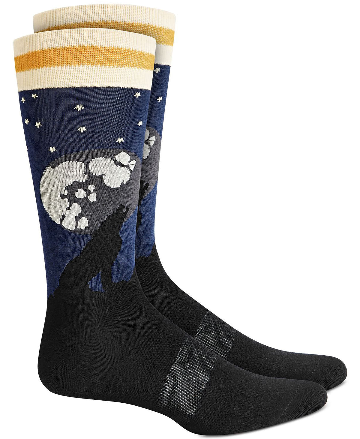 BAR III Howling Wolf Socks Navy Black