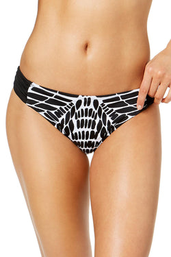 BAR III Kalediscope Printed Side Cinch Hipster Bikini Bottom in Black/White thumbnail 3