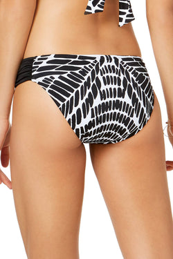 BAR III Kalediscope Printed Side Cinch Hipster Bikini Bottom in Black/White thumbnail 4