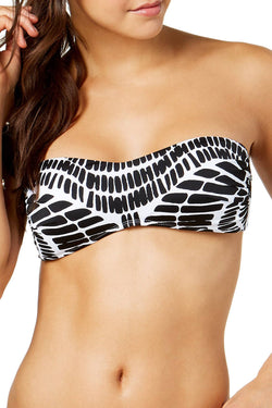 BAR III Kaleidoscope Printed Bandeau Bikini Top in Black/White thumbnail 2