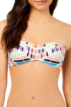 BAR III Kaleidoscope Printed Bandeau Bikini Top in Multicolor thumbnail 2