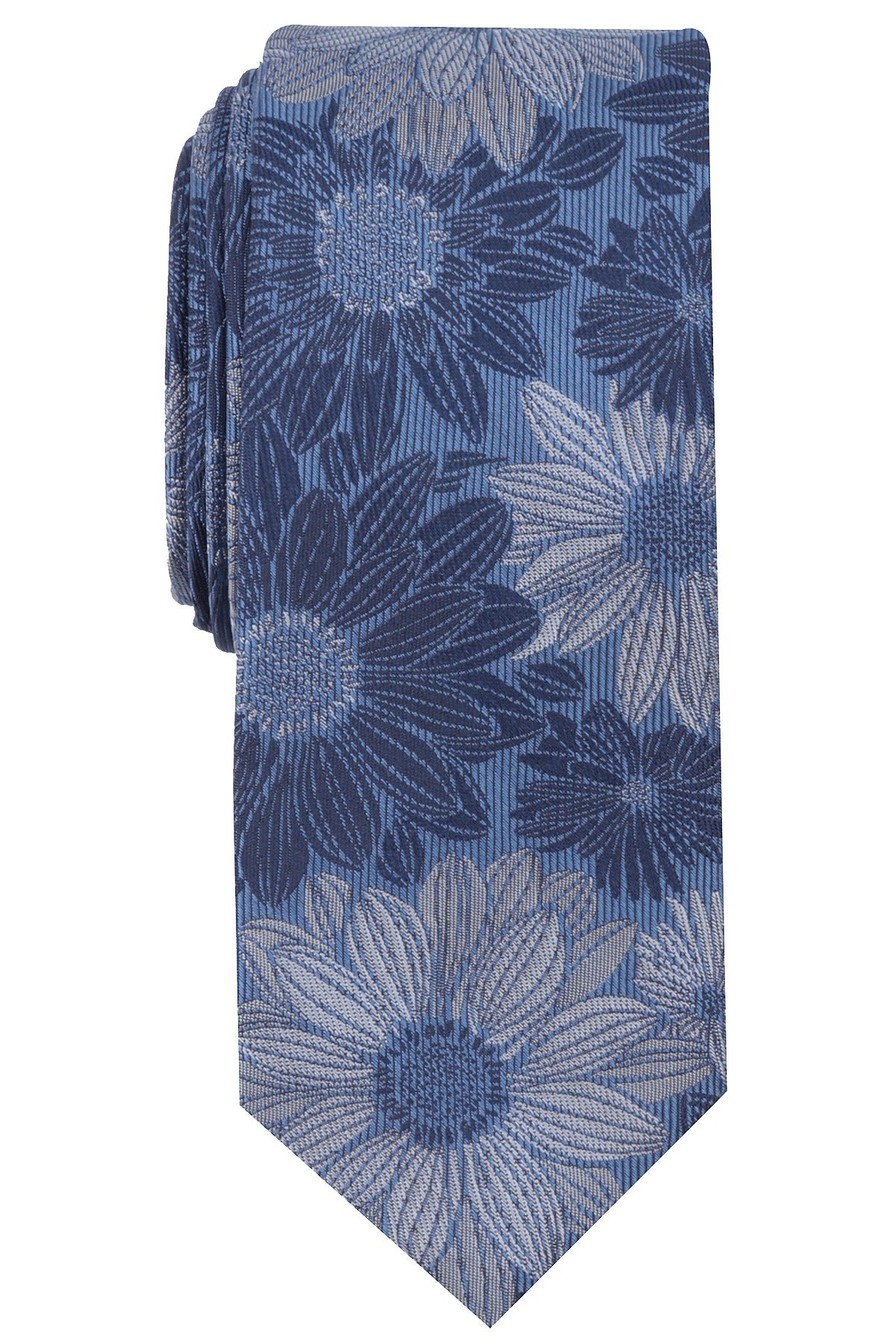 BAR III Medium-Blue Salar Floral Skinny Tie